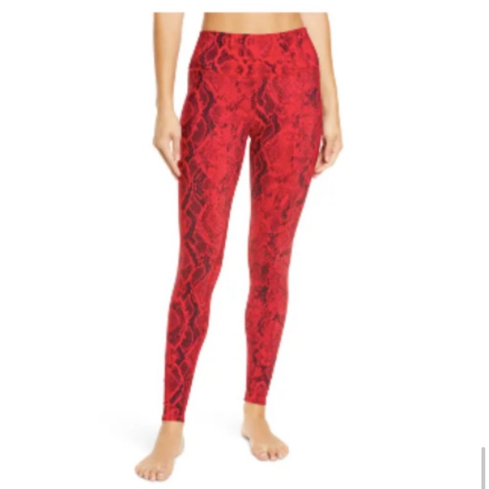 NWT ALO YOGA High Waist Snake Print Leggings In Red-XS